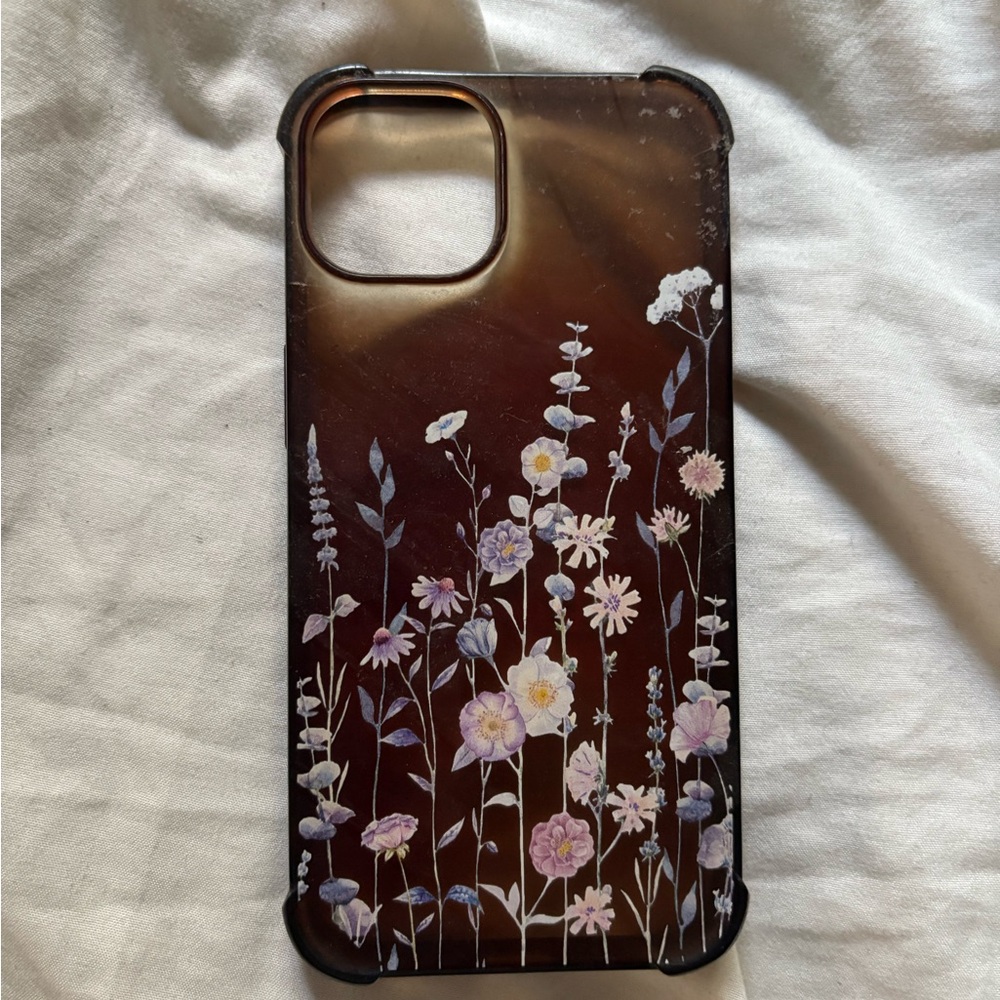 Apple Floral Design Phone Case - Brown - iPhone 14